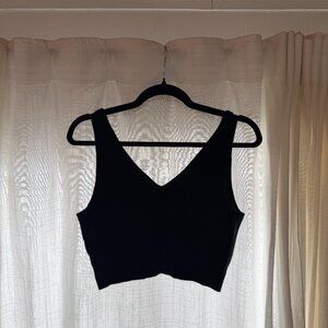 NAADAM 100% Cashmere V-Neck Sweater Tank Crop Top Black